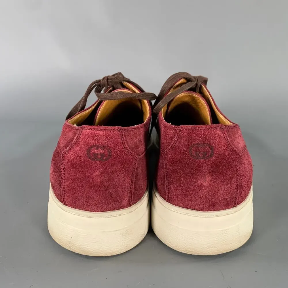 GUCCI Size 9 Burgundy Leather Lace Up Lace Up Shoes